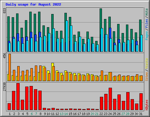 Daily usage for August 2022